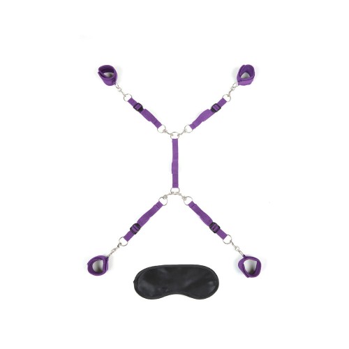 Lux Fetish 7-Piece Bed Spreader Restraint System Purple