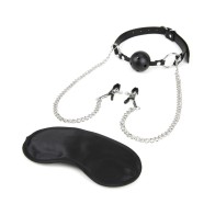 Gag de Bola Transpirable con Pinzas para Pezones para BDSM