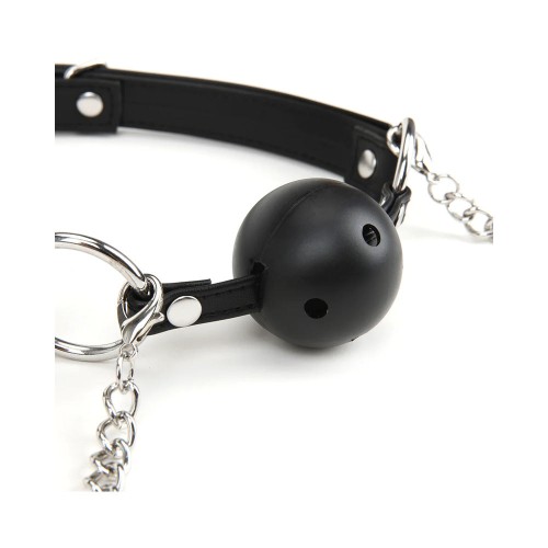 Breathable Ball Gag with Nipple Clamps for BDSM