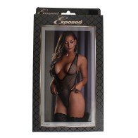 Fishnet Deep Plunge Black Teddy SM - Seductive Style