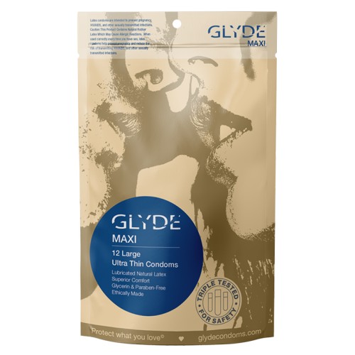 Condones Glyde Maxi Large/XL - Paquete de 12 para Sensibilidad