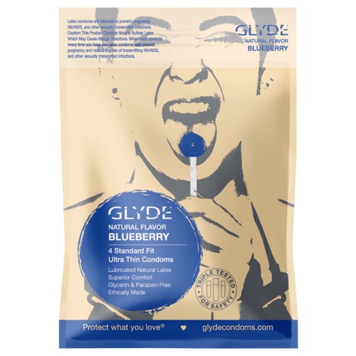 Glyde Ultra Blueberry Flavor Condom 4pk