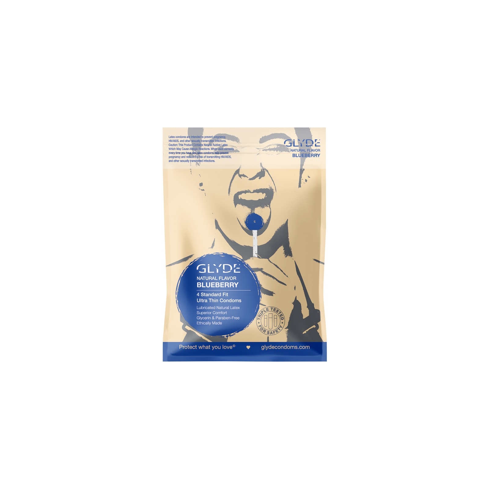 Glyde Ultra Blueberry Flavor Condom 4pk