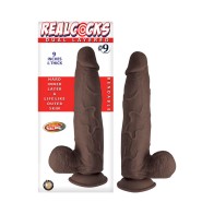 Dildo Realcocks Dual Layered de 9 pulgadas Marrón Oscuro