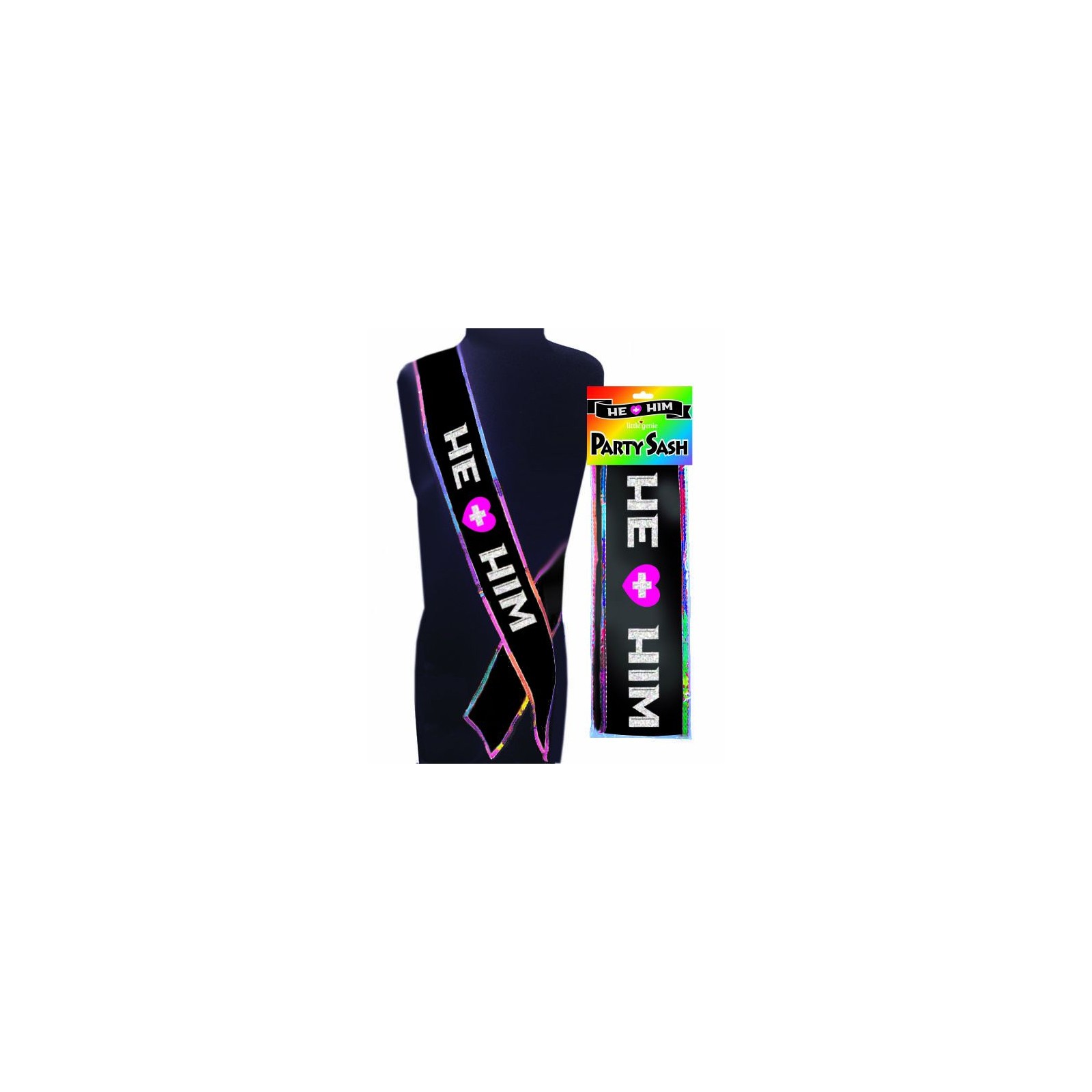 He + Him Sash - Rainbow Celebration