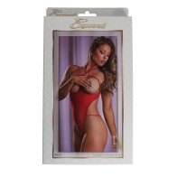 Magic Silk Mesh Cupless Crotchless Teddy Red - Sexy Lingerie