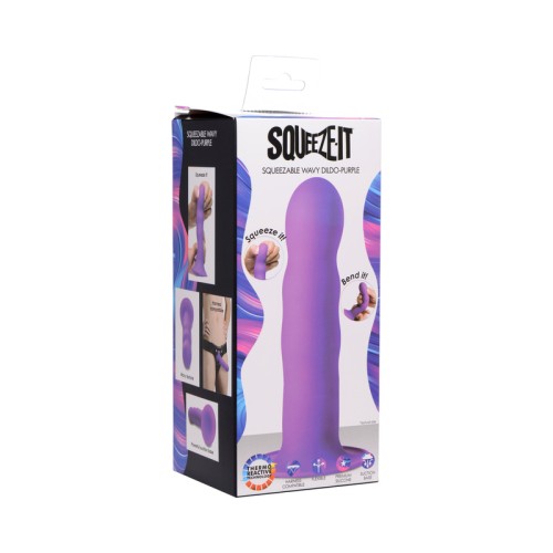 Squeezable Wavy Dildo in Purple for Flexible Pleasure