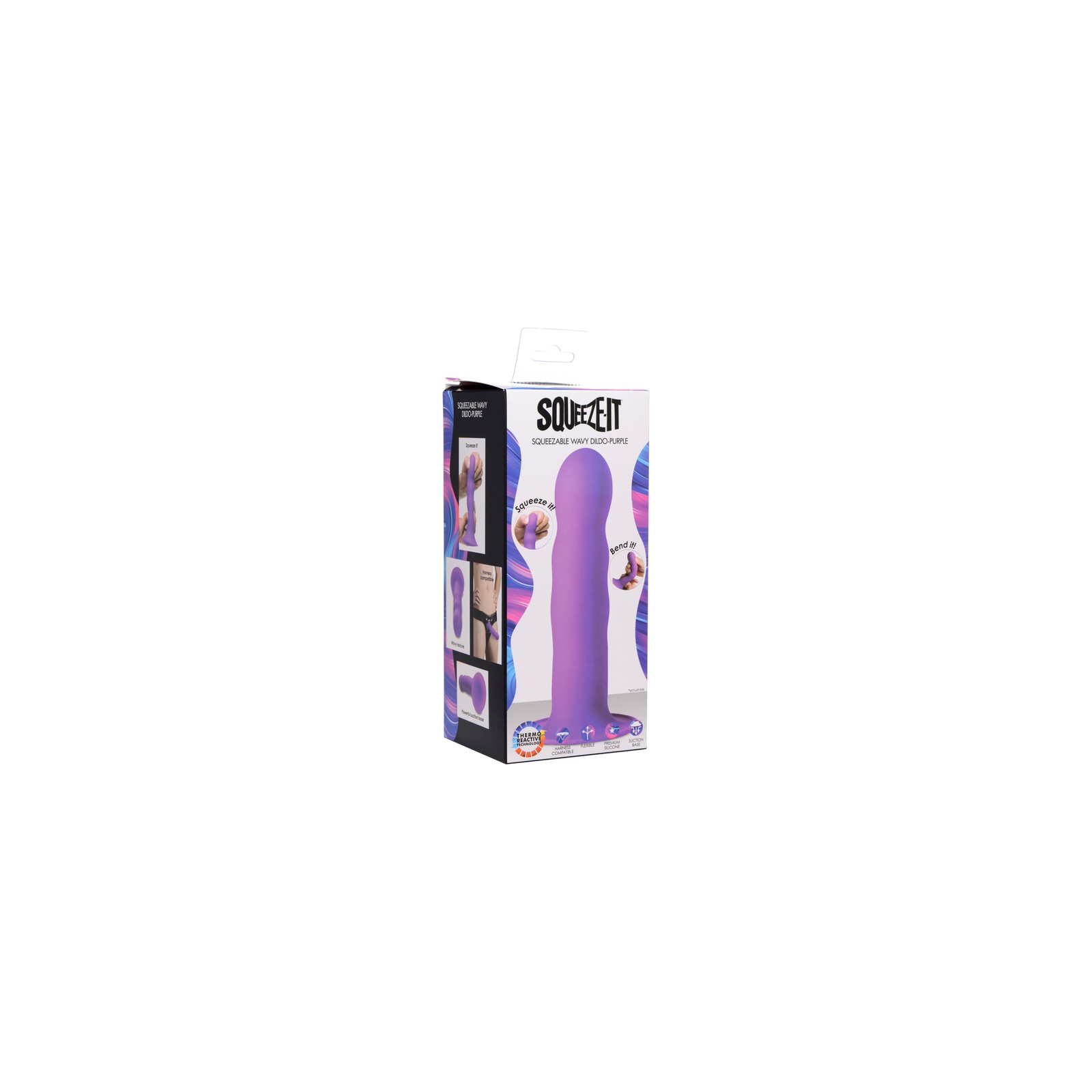 Dildo Ondulado Squeezable en Morado para Placer Flexible