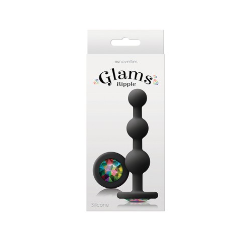 Glams Ripple Black Anal Plug with Rainbow Gem