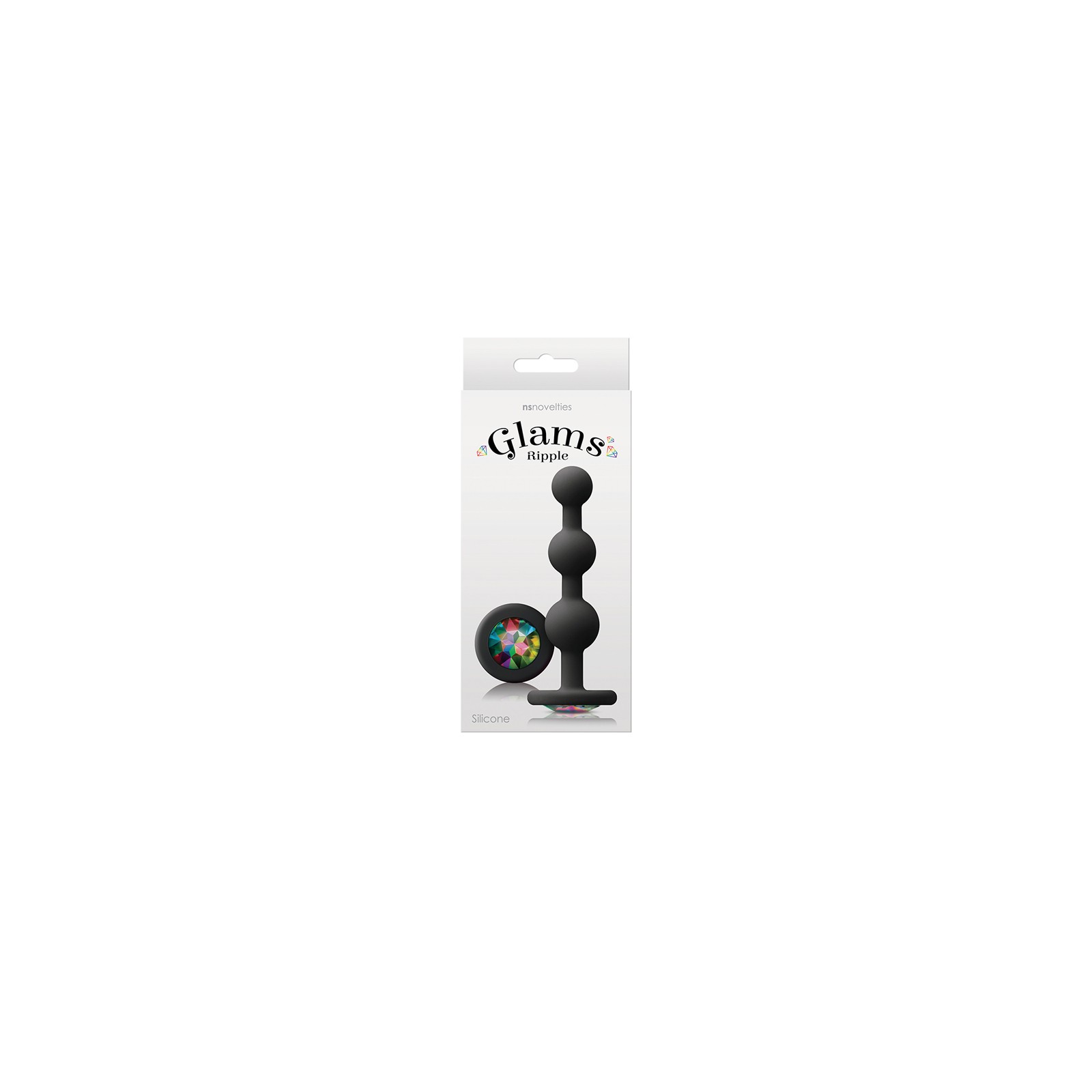 Glams Ripple Black Anal Plug with Rainbow Gem