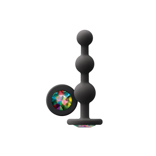 Glams Ripple Black Anal Plug with Rainbow Gem