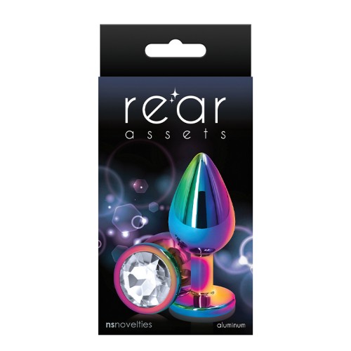 Rear Assets Medium Metal Anal Plug - Multicolor/Clear