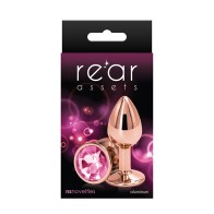 Rear Assets Rose Gold Anal Plug - Small Pink Gem