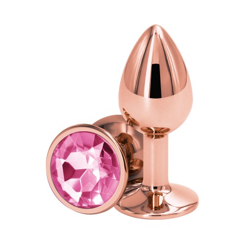 Rear Assets Rose Gold Anal Plug - Small Pink Gem