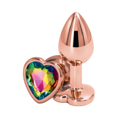 Plug Anal con Corazón de Oro Rosa Small Rainbow