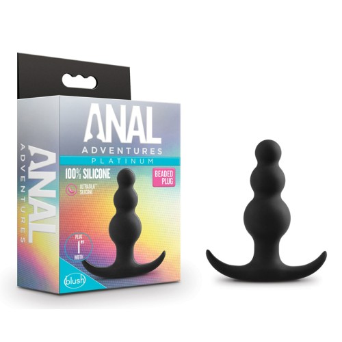 Platinum Silicone Beaded Anal Plug Black