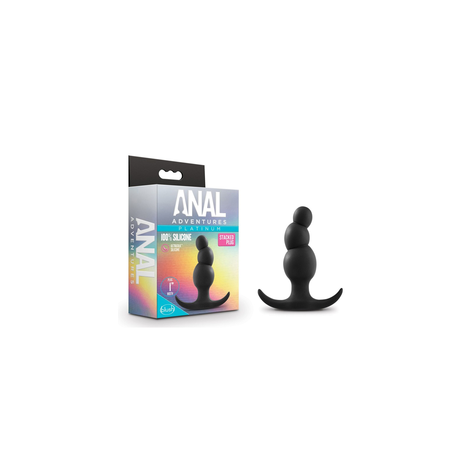 Anal Adventures Platinum Silicone Stacked Plug Black - Sensational Experience