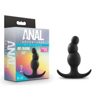 Anal Adventures Platinum Silicone Stacked Plug Black - Sensational Experience