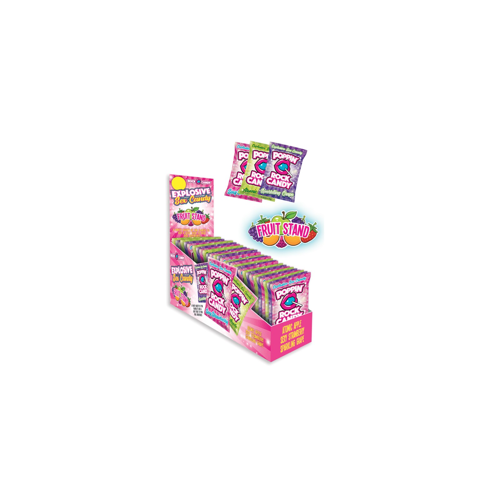 Popping Rock Candy Fruit Strand 36pc Display