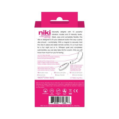 Vibrador Recargable VeDo Niki para Panty - Placer Discreto