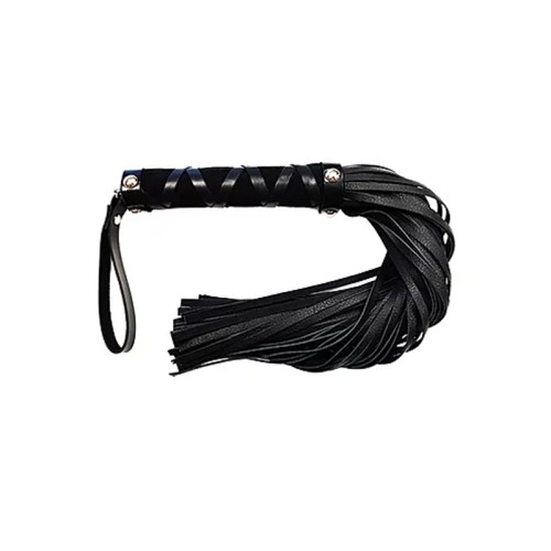 Short Leather Flogger with Studded Handle