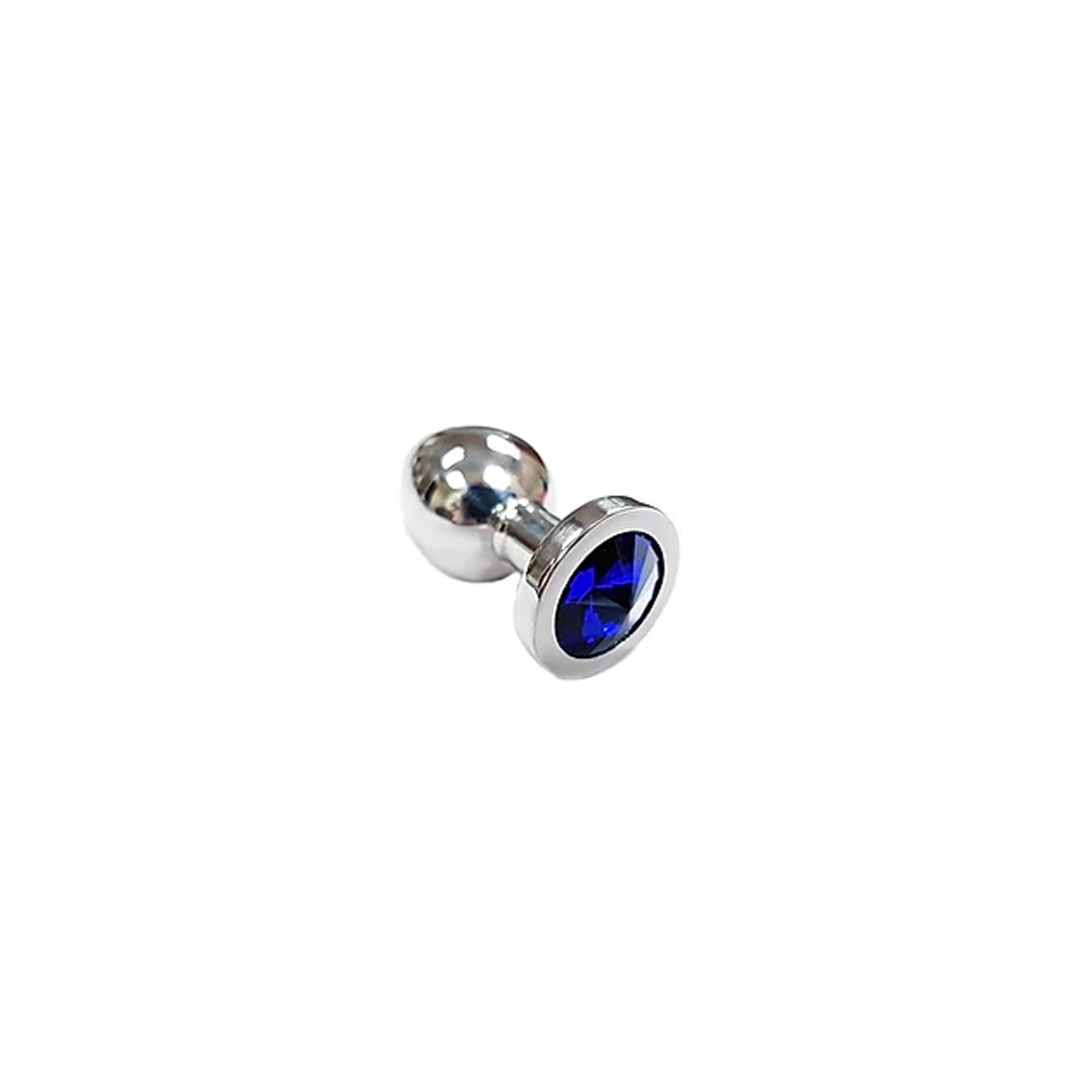 Stainless Steel Smooth Small Butt Plug with Blue Crystal