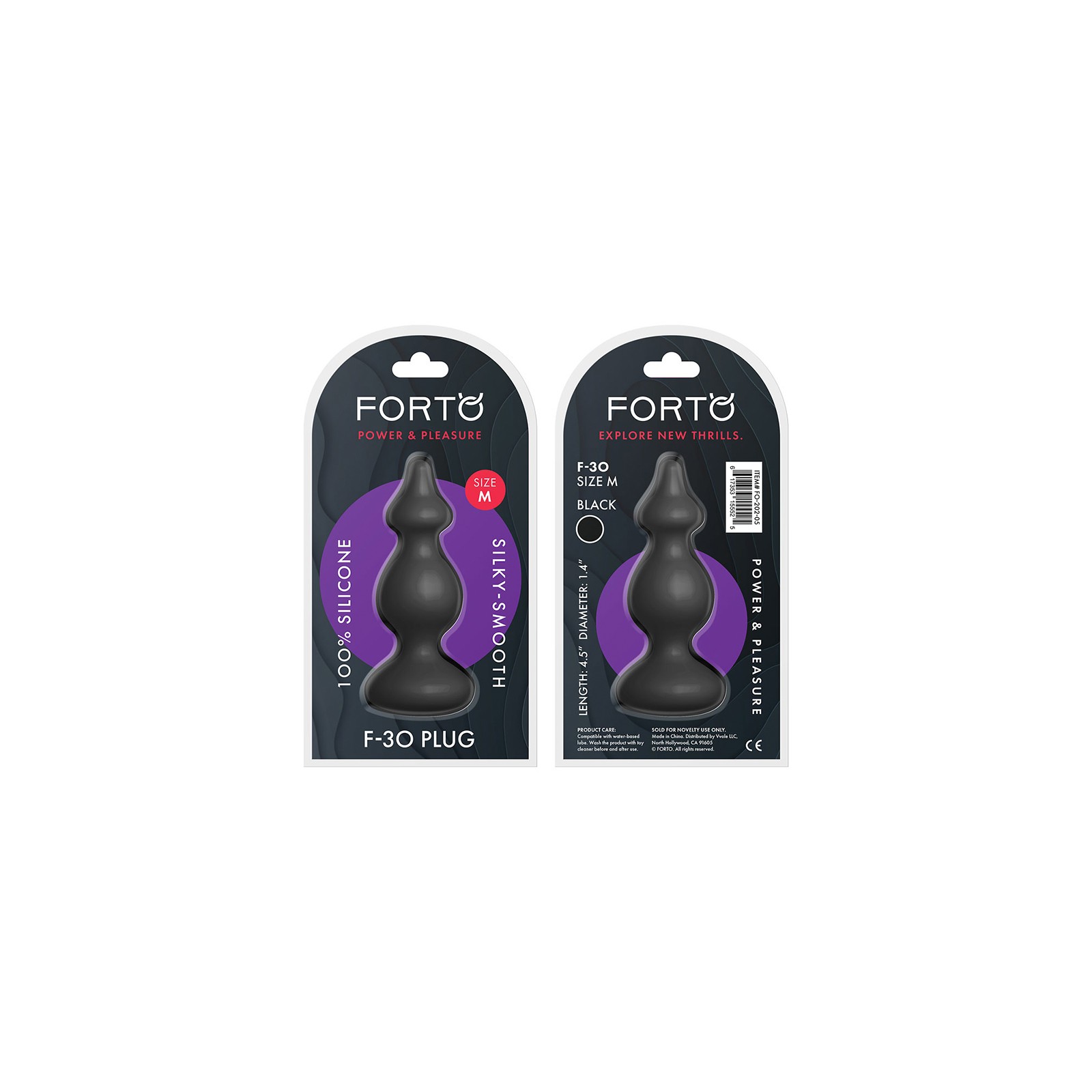 Forto F-30 Medium Black Silicone Anal Plug