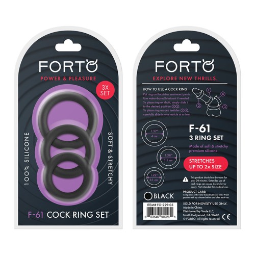 Forto F-61 3-Piece Silicone Cockring Set