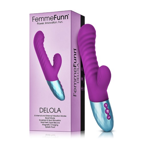 Vibrador de Estimulación Dual de Silicona Recargable FemmeFunn Delola Morado