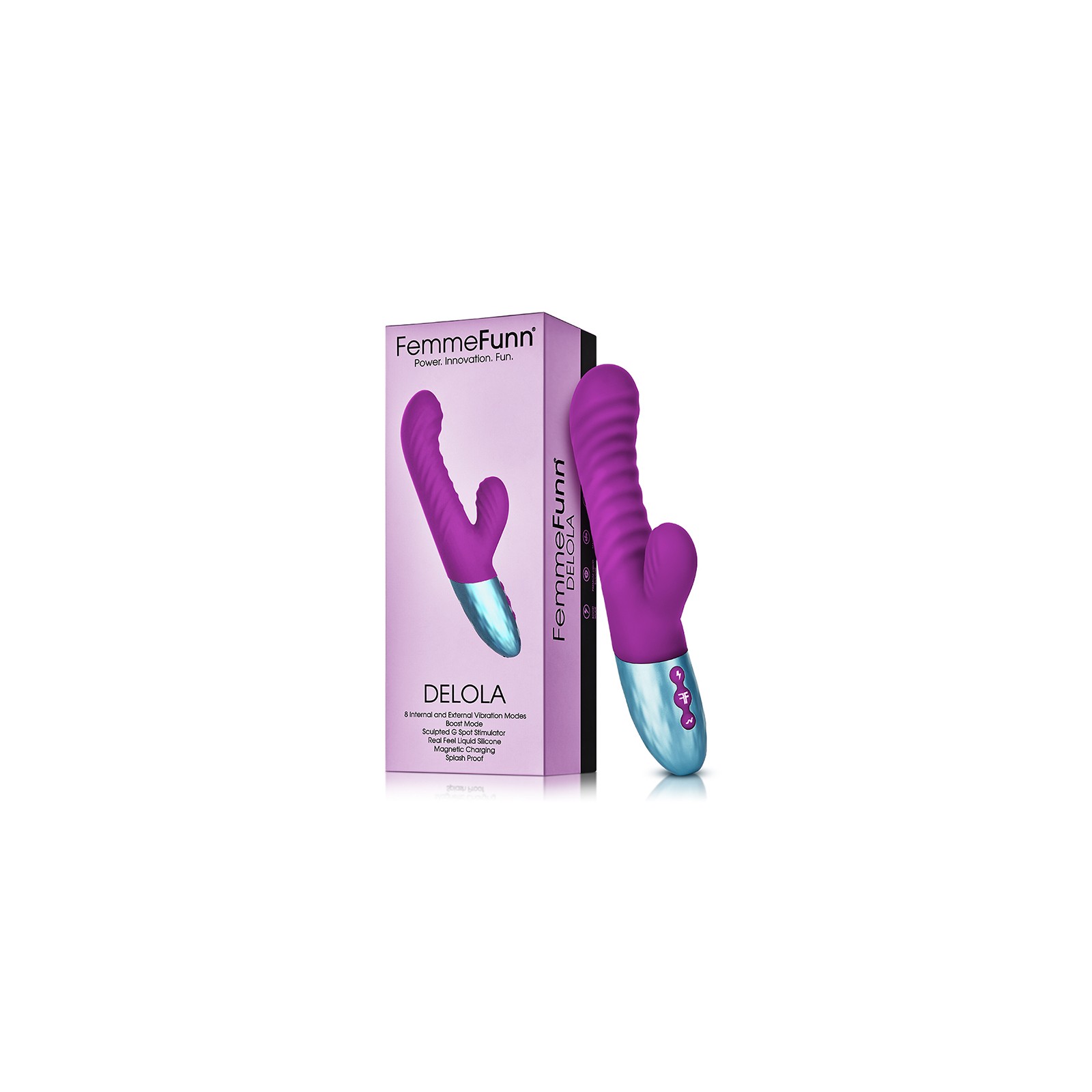 FemmeFunn Delola Rechargeable Silicone Dual Stimulation G-Spot Vibrator Purple