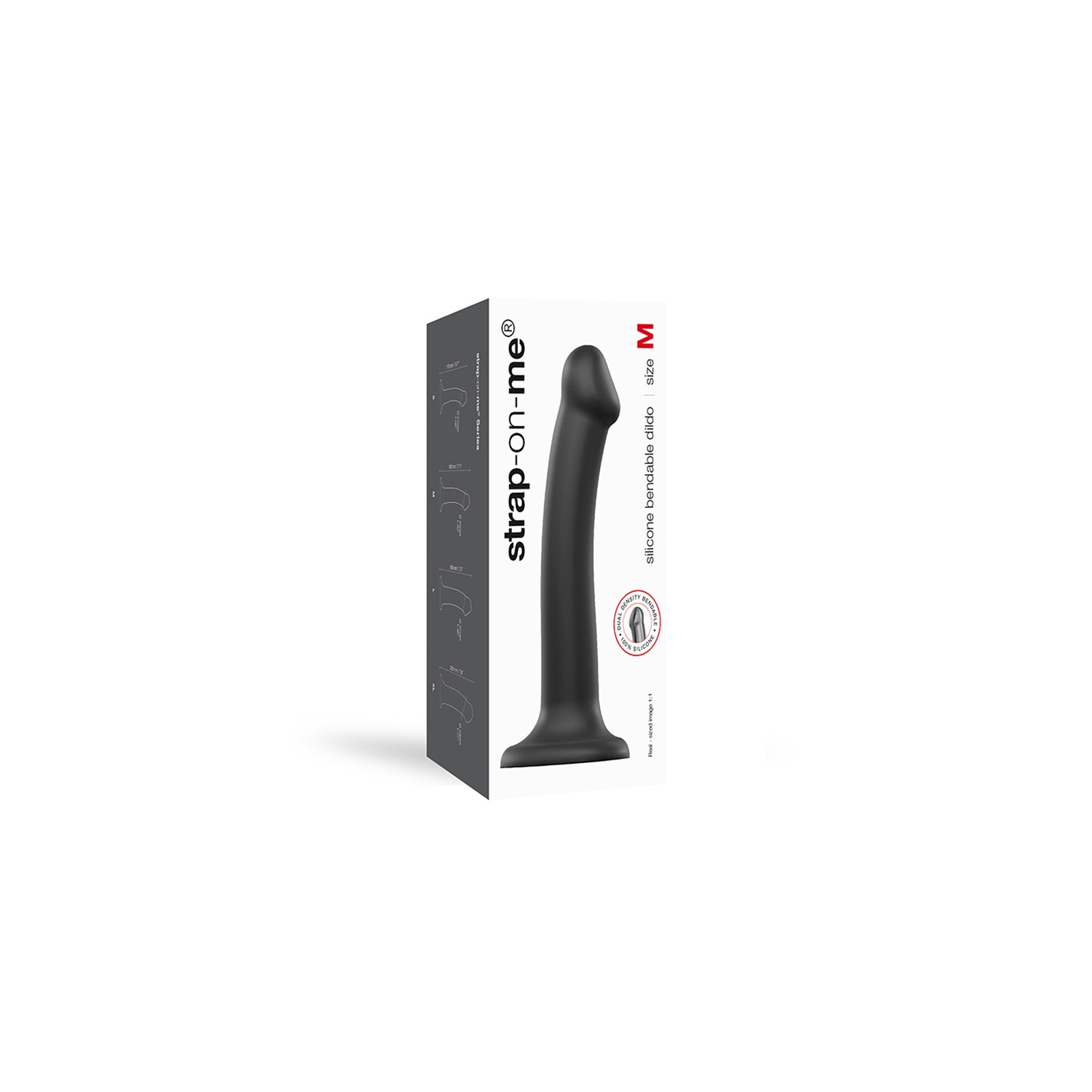 Dildo Silicone de Densidad Doble Flexible Strap-On-Me Negro M