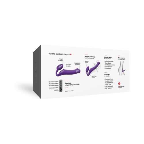 Strap-On-Me Arnés Vibrador Silicona Recargable Control Remoto Púrpura M