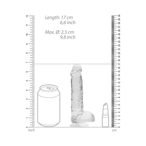 RealRock Crystal Clear Realistic 6 in. Dildo With Balls