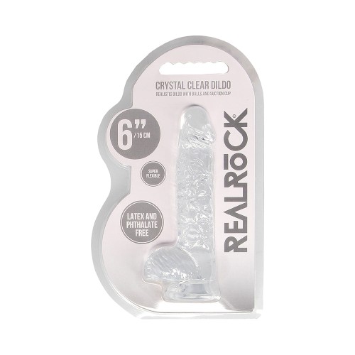 RealRock Crystal Clear Realistic 6 in. Dildo With Balls