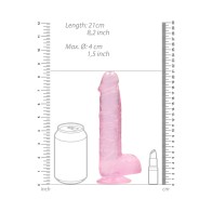 Crystal Clear Realistic Dildo with Balls and Suction Cup Pink