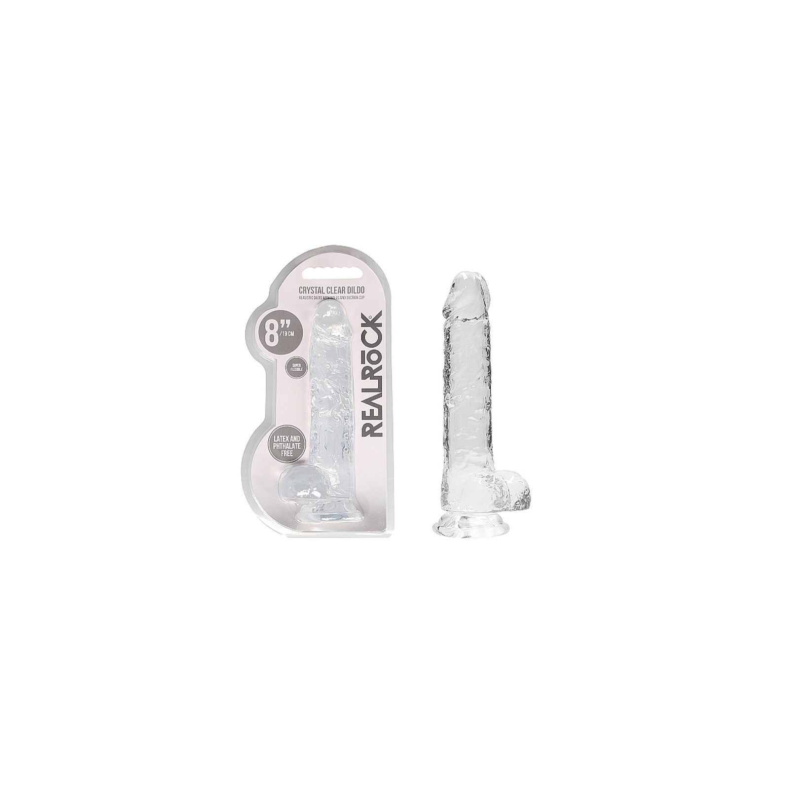 RealRock Crystal Clear Realistic 8 in. Dildo With Balls