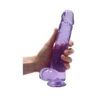 Dildo RealRock Crystal Clear de 9 pulgadas con Bolas y Ventosa