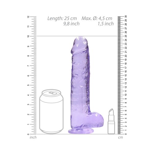 Dildo RealRock Crystal Clear de 9 pulgadas con Bolas y Ventosa