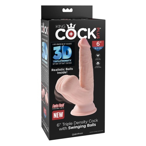 Dildo King Cock Plus Triple Densidad de 6 Pulgadas