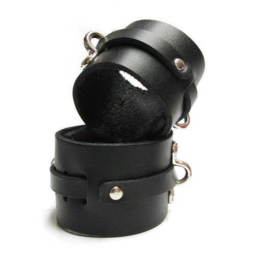 KinkLab Leather Ankle Cuffs for Bondage Play