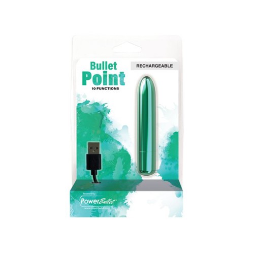 Vibrador Power Bullet Point Recargable Turquesa