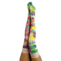 Kixies Gilly Rainbow Tie-Dye Thigh Highs