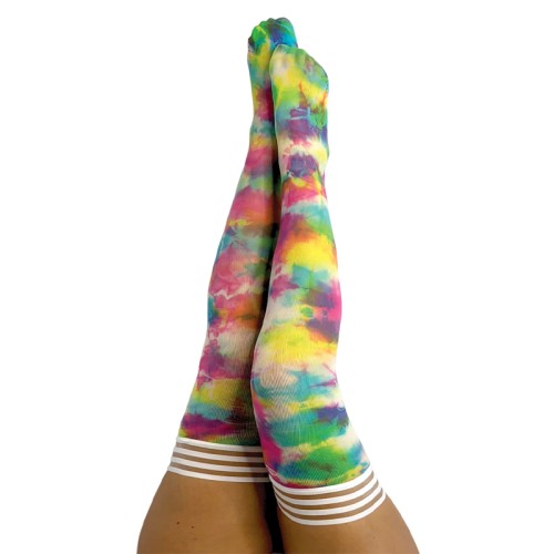 Kixies Gilly Rainbow Tie-Dye Thigh-High Size D - Unique Fashion