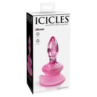 Icicles No. 90 Glass Anal Plug With Suction Cup Pink