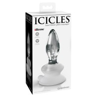 Plug Anal de Cristal Icicles No. 91 con Base de Succión Transparente