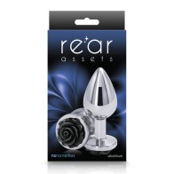 Rear Assets Medium Rose Anal Plug Black