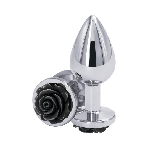 Rear Assets Medium Rose Anal Plug Black