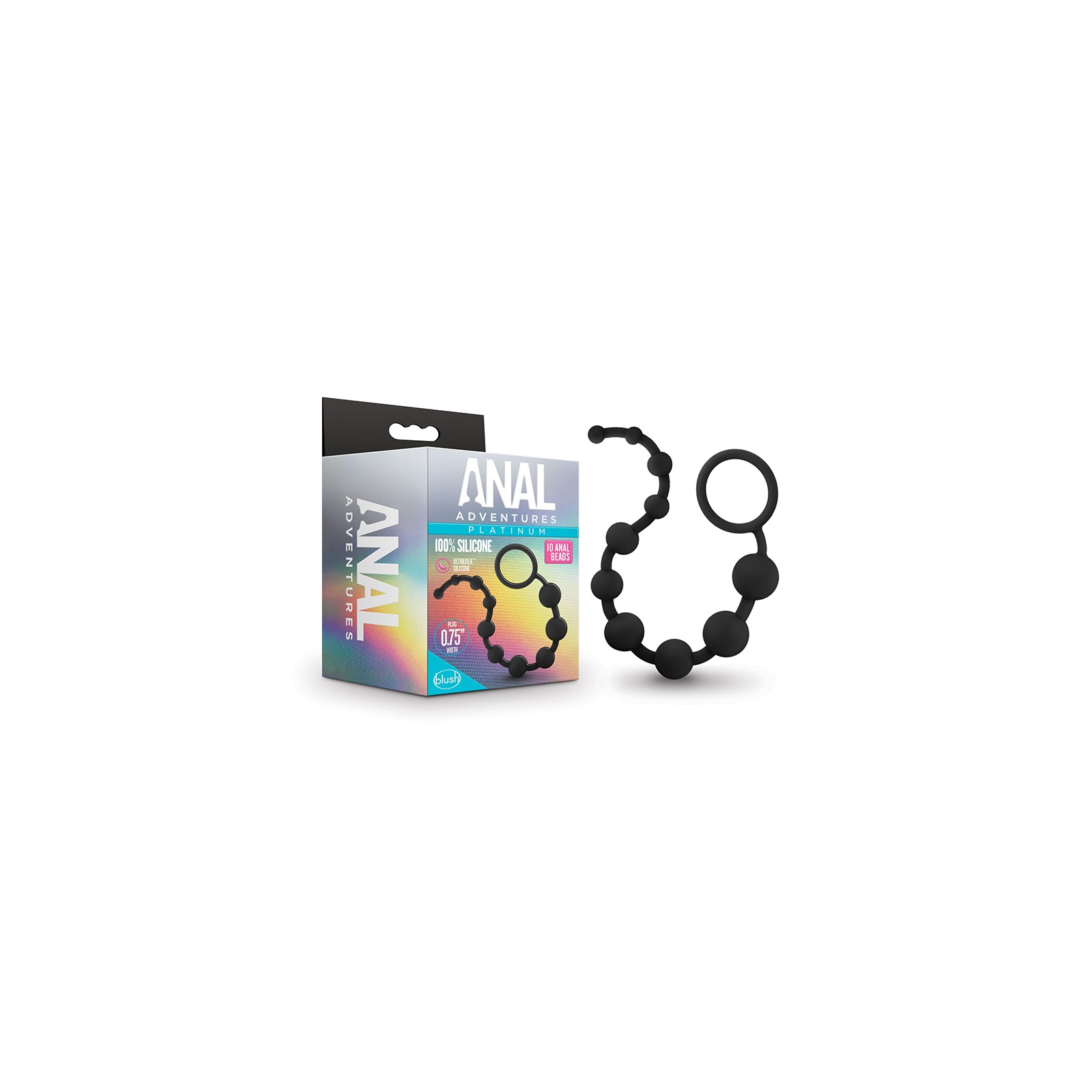 Anal Adventures Platinum Silicone 10 Anal Beads Black