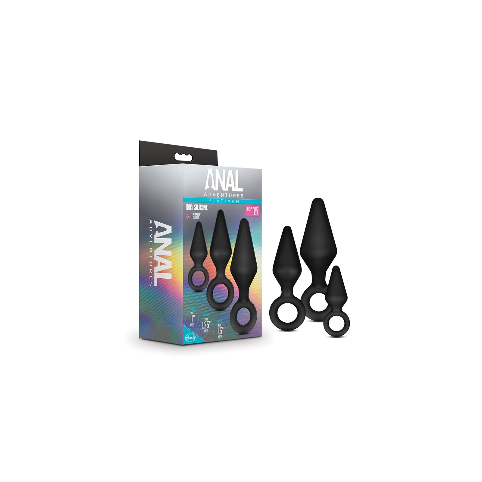 Anal Adventures Silicone Plug Kit Black