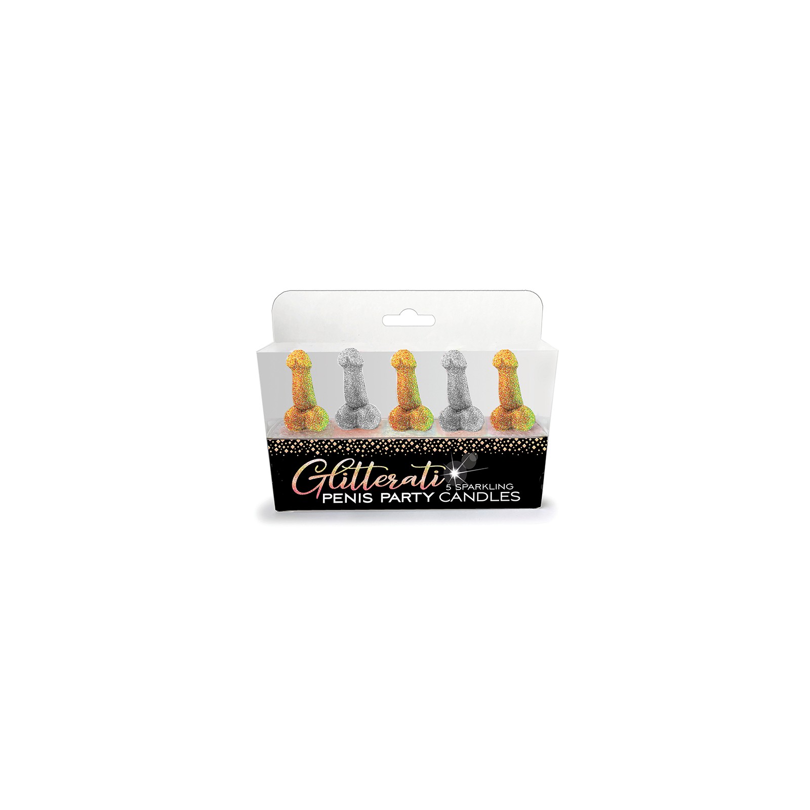 Velas Brillantes para Fiesta de Pene Glitterati 5-Pack - Ordena Ahora